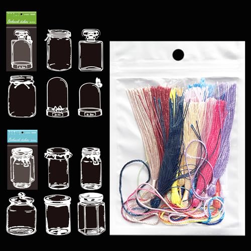 Cayway 40 PCS DIY Plant Bookmark Kit - Dried Flower With Tassels, Transparent Bottle Shaped Clear Pressed Flower Bookmarks, XC-10001 - color: 40pcs-1