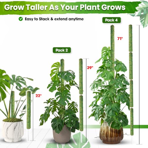 DUSPRO 4 Pack 22" Green Stackable Mesh Moss Pole for Plants - color: 4pcs Green