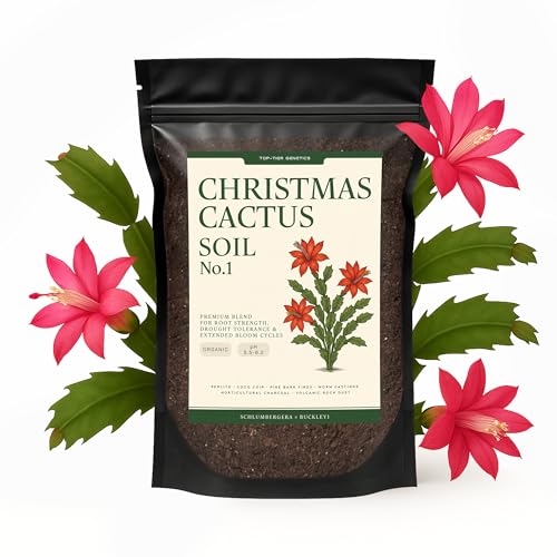 Premium Christmas Cactus Soil – Organic, Nutrient-Rich, Optimal-Draining Potting Mix for Schlumbergera – Promotes Healthy Roots, Balanced Moisture & Vibrant Blooms – Ready to Use (2 QTS) - size: 2 QTS