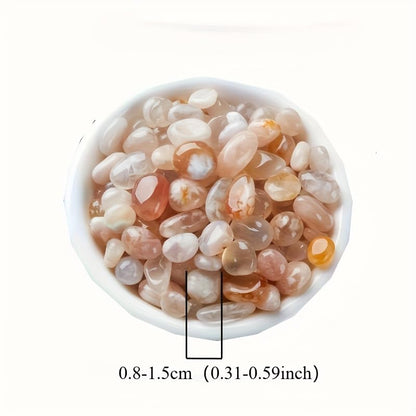 100g Natural Cherry Blossom Agate Stones, Polished Semi-Transparent Raindrop Pebbles 0.5-1 Inch, Pastel Earth Tone Gemstones for Aquarium Decoration Succulent Pots Hydroponic Plant Bases