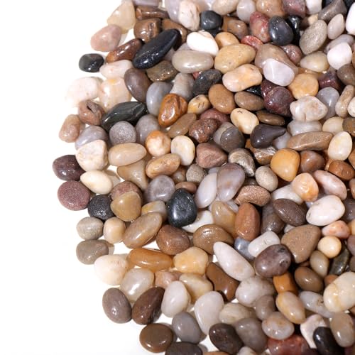 5lb Small Pebbles, 3/8 Inch Polished Plant Rocks for Pots Indoor | Decorative Pebbles for Aquariums, Bamboo, Succulent, Vase, Outdoor Landscaping - size: 5lb, style: Mixed