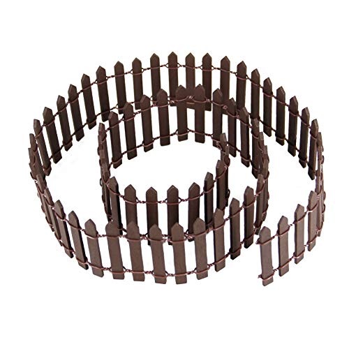 Miniature Fairy Garden Fence, DIY Wood Picket Fence Mini Ornament (Brown) - color: Brown