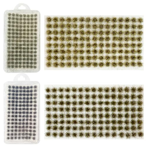Woohome 208 PCS Static Grass Tuft Green Model Grass Tufts Terrain Model Kit Static Scenery Model Miniature Shrubs Bushes for Train Landscape Railway Artificial Grass Modeling - color: Yellow