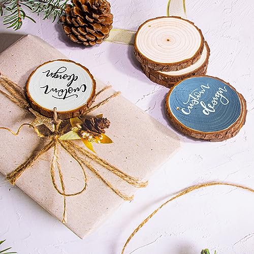 SENMUT Unfinished Wood Slices 30pcs 2.8"-3.0" Wood Circles for Crafts, Predrilled Natural Wood Rounds, Wooden Discs Perfect for DIY, Artistic Creations & Christmas Wood Ornaments for Crafts - size: 30PCS(2.8"-3.0"）with Hole