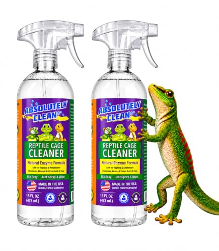 Absolutely Clean Amazing Reptile & Amphibian Terrarium Cleaner and Odor Eliminator - Just Spray/Wipe - Safely & Easily Removes Reptile & Amphibian Messes - USA Made - size: 16 Fl Oz (Pack of 2)