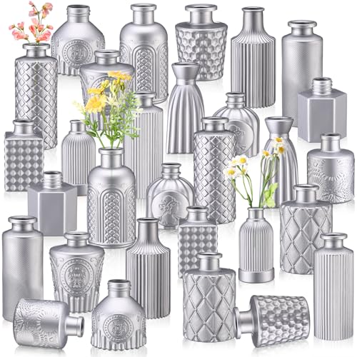 Yaomiao 30 Pcs Glass Bud Vases Centerpieces, Silver Series - color: Silver Series