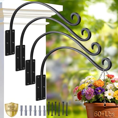 Heavy Duty 16 Inch Plant Hangers Bracket Outdoor 4 Pack Hanging Plant Hook - size: 16in-4PCs