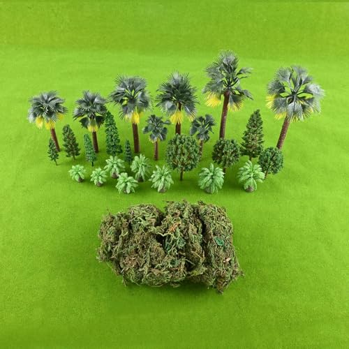 dophee 28Pcs Plastic Model Trees Artificial Scenery Trees (Palm Trees)