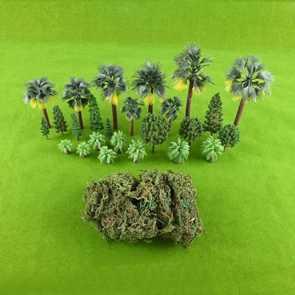 dophee 28Pcs Plastic Model Trees Artificial Scenery Trees (Palm Trees)