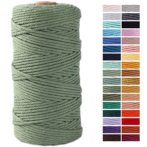 Avocado Green Macrame Cord 3mm x 109Yards,Colored Cotton Rope Craft Cord Colorful Cotton Cord Twine for Wall Hanging Plant Hangers Crafts Knitting Decorative Projects - color: Avocado Green, size: 3mm x 109yards