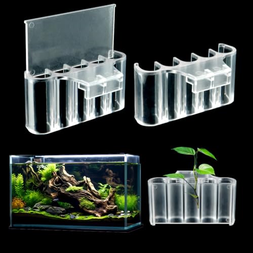 Aquarium Plant Holder,Fish Tank Plant Holder,Aquarium lid Clips,Aquarium Plant Pot,Hydroponic Fish Tank Planter, Aquatic Plant Cup for Aquascape Decorations (Transparent, 2PCS Rimless) - color: Transparent, size: 2PCS Rimless