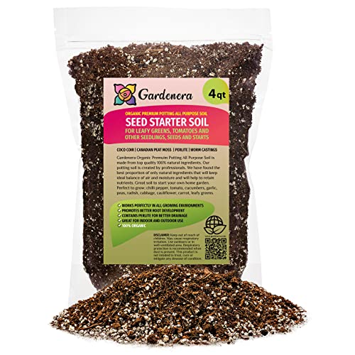 Premium Organic Seed Starter Soil - 4 Quart - All-Purpose Organic Potting Soil for Happy Seedlings and Plants by Gardenera - size: 4 Quart Bag, style: #2 SEED STARTER MIX