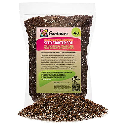 Premium Organic Seed Starter Soil - 4 Quart - All-Purpose Organic Potting Soil for Happy Seedlings and Plants by Gardenera - size: 4 Quart Bag, style: #2 SEED STARTER MIX