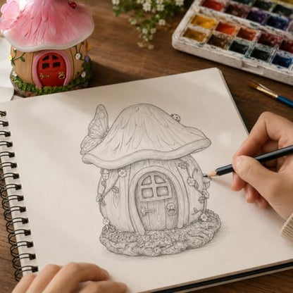 Solar Fairy House Figurine,Handcrafted Outdoor Garden Mushroom Statue,Gift | Solar Light Fairy House Figurine, Outdoor Yard Decor for Garden, Lawn, Patio, Unique Gift for Women and Garden Lovers