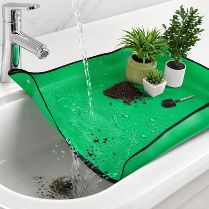 2 Pack-Repotting Mat for Indoor Plant Transplanting and Mess Control Thickened Waterproof Potting Tray Foldable Potting Mat Portable Gardening Mat Garden Gifts(26.8"x 26.8") Green - size: 2 Pack - 26.8 x 26.8 Inch, Green