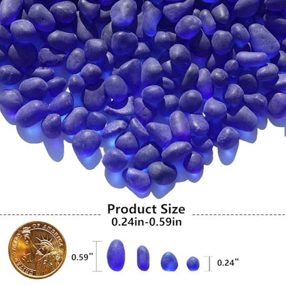 QYGL Sea Glass Stones - 0.55LB Cobalt Blue Frosted Glass Pebbles Gemstones - color: Cobalt Blue