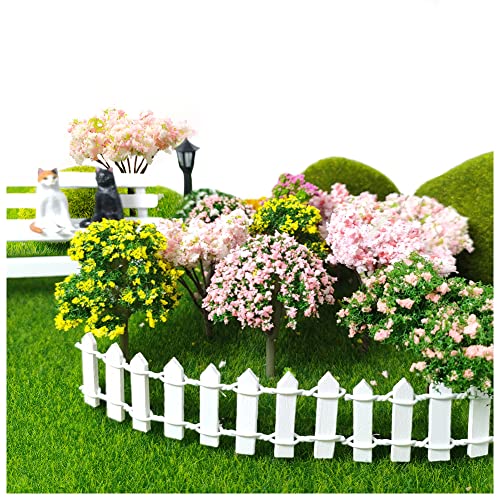 18 Pcs Miniature Flower Trees Fairy Garden Tree Plant Ornament Model Tree Train Scenery Architecture Trees for DIY Crafts,Building Model,Scenery Landscape Natural Green Dollhouse Decor