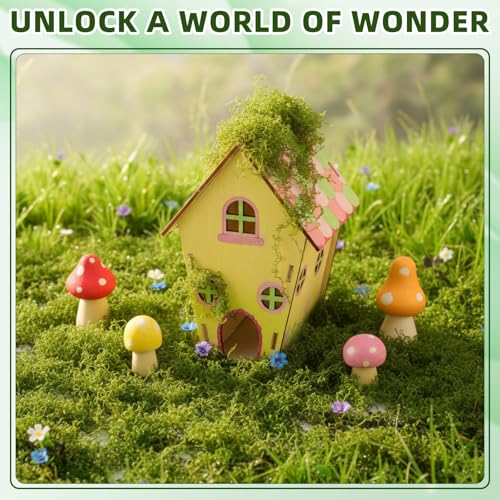 DoubleFill 10 Sets Wooden Fairy House Craft Kit for Kids - Classroom DIY Fairy Garden with Paints & Decorations - School Arts Crafts & Birthday Gift for Children Activity Party Decor (Classic Style)