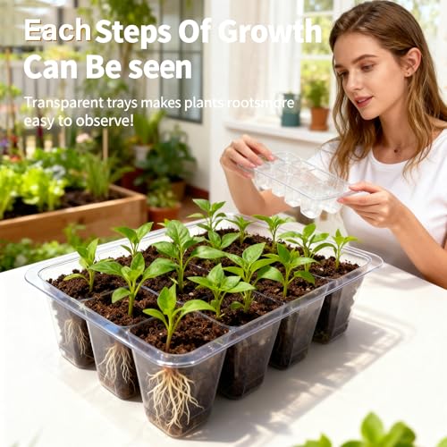 72-Cell Seed Starter Kit with Grow Light, Auto Timer & Humidity Dome | 5 brightness levels, 3/9/12H auto timer, 6 modular trays create ideal conditions for herbs, vegetables and flower seedlings