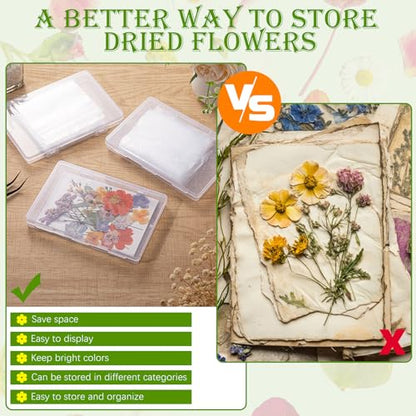 AmazingSpark 218 Pcs 8 Set Dried Flower Storage Kit with 8 Storage Boxes, 100 Blotting Paper, 100 Self Adhesive Bag, 2 Letter Sticker 8 Desiccant Pressing Flower Preservation to Keep Color and Dry