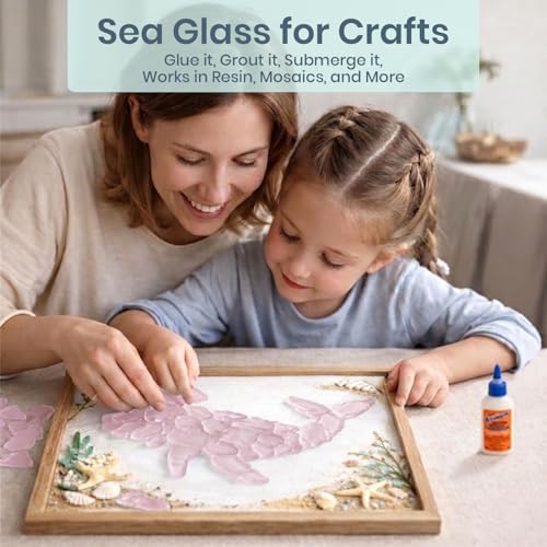 Sea Glass for Crafts – 11oz Pink Sea Glass Decor, Tumbled Seaglass, Beachglass for Crafts, Seaglass for Beach Accents, Coastal DIY Supply, Nautical Vase Filler - size: 11 Ounces