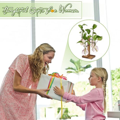Plants Propagation Stations Bulb Glass Propagation Birthday Gift for Women | Garden Plant Lovers - 4 Bulb - color: Pink