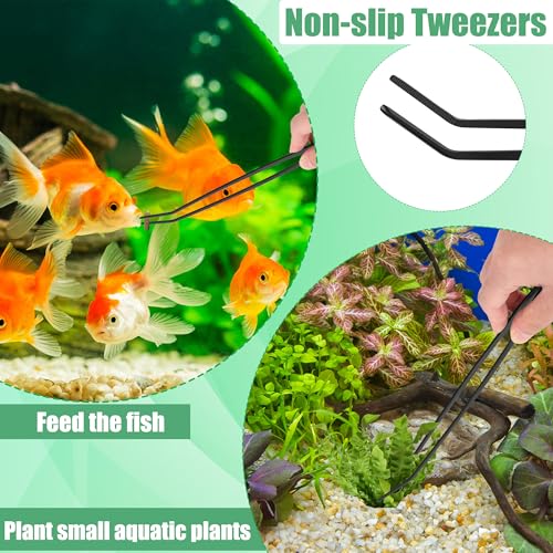 Aquarium Aquascape Tools Kit, 4 in 1 Anti-Rust Aquatic Plant Aquascaping Tool Stainless Steel Black Tweezers Scissors Spatula for Aquarium Tank Clean Fish Tank Aquascape Tools Sets (Black) - color: Black