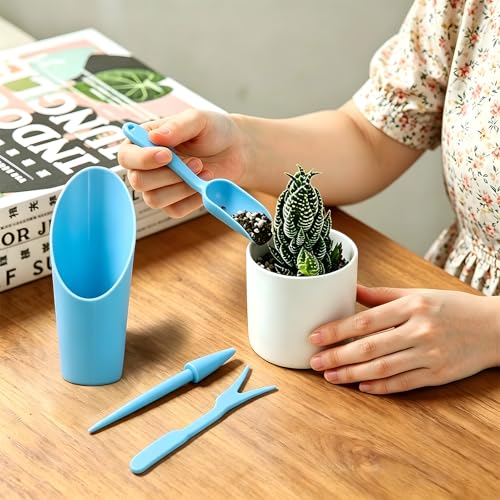 4pcs Plastic Gardening Tool Set for Succulents, Portable Planting Kit with Soil Scoop & Seedling Transplanter, Blue - color: blue, size: four-piece set