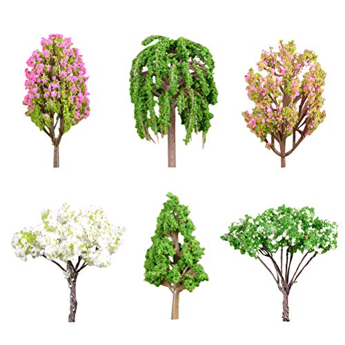 NUOBESTY 6 Pack Mini Artificial Trees Simulation Tree Ornament for Fairy Garden Micro Landscape Container Mini Garden Terrarium DIY Landscape Decor 3.14 X 1.96 X 1.96 in