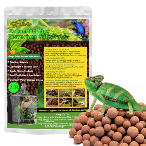 Riare 2LBS Organic Expanded Clay Balls Terrarium Substrate for Reptiles - color: 2LB
