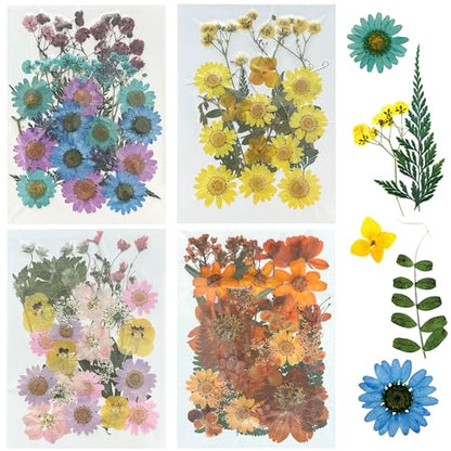 Woohome 110PCS Real Pressed Flowers, Dried Pressed Flowers Colorful Real Pressed Flowers for Resin Nail Art Scrapbooking Candle Jewelry Making Real Dried Pressed Flowers Resin Supplies Kit - color: 1