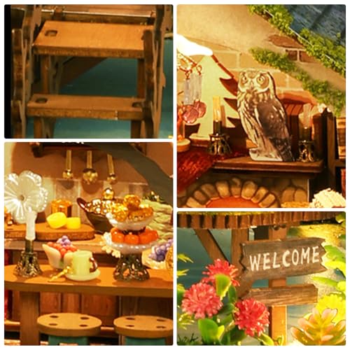 Dollhouse Kit, DIY Miniature House w/LED Adult, Forest Adventure | Miniature Kit, Tiny House Kit, DIY Mini Craft, Perfect Birthday & Christmas Gift for Family Friends