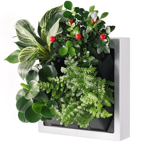 Wall Mounted Planter, Vertical Garden with 4 Grow Pots - color: White