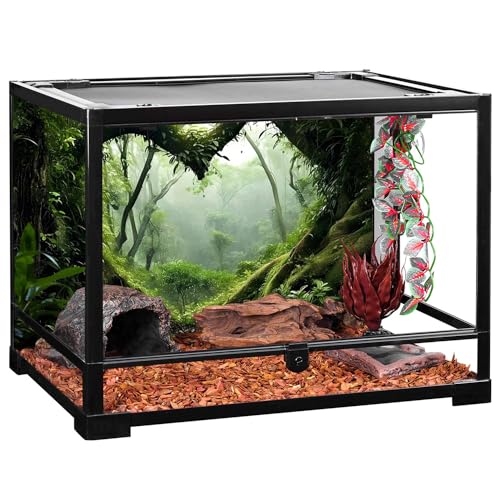 AWERT 36x24 inches Polyester Tropical Rainforest Terrarium Background Stream Green Huge Tree Reptile Habitat Background Foggy Rainforest Aquarium Background - size: 36x24in/90x60cm