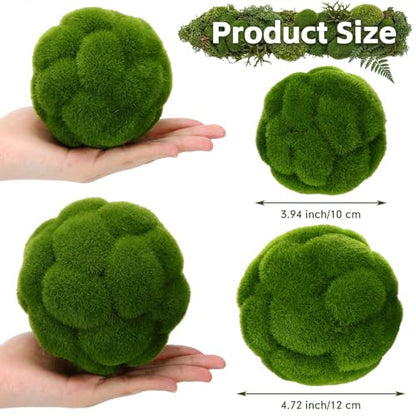 Hotop 6 Pcs Fake Green Moss Balls Decorative for Bowl 4.72 Inch & 3.94 Inch