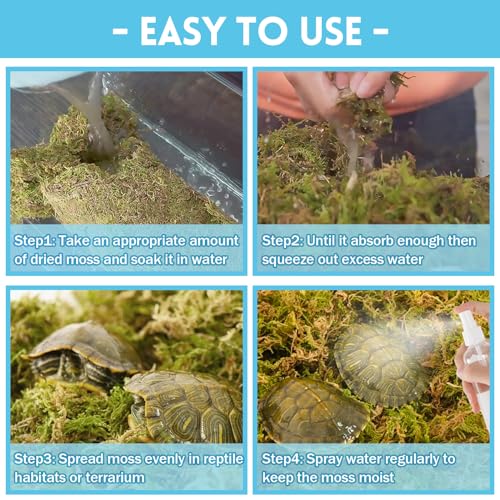 Riare 7 OZ Natural Sphagnum Moss for Reptiles, Terrarium Substrate Bedding | High Expansion, Moisture Retention, Helps Shedding, Long Fibered Dried Moss for Leopard Gecko, Snake, Frog, Turtle - color: 7 OZ