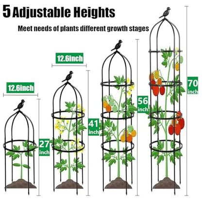 2-Pack 6FT Garden Obelisk Trellis for Climbing Plants,70”Metal Plant Support Tower, Heavy Duty Thickened Tube,Rustproof Black Flower Stand for Vines, Roses, Outdoor & Indoor Use - size: 12.6“x70”-2 PCS