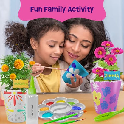 Paint & Plant Flower Garden Kit for Kids - Stoneware Pots, Seeds, Paint Set | STEM Arts & Crafts Gift for Boys and Girls Ages 6-12 - Birthday Gift for Girls 6 7 8 9 10 11 12 Years Old