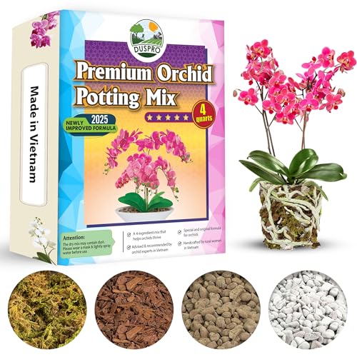 DUSPRO 4in1 Orchid Potting Mix for Repotting, Pre-Mixed & Ready to Use, 4QT - size: Orchid Potting Mix 4 Quarts