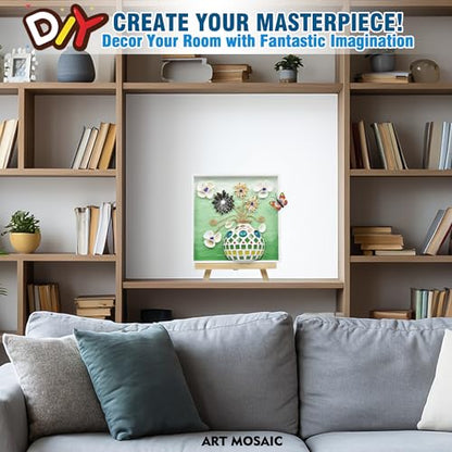 VTZH DIY Vase Mosaic Tiles for Crafts Painting Kits, DIY Arts and Craft Kits with Petal Glue Accessories Crafts for Adults, Mosaic Crafts Handmade Decorative Painting, Room Decoration, Gifts - style: Green -Beach Impressions