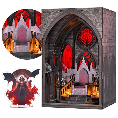 MiniCity Throne of Blood Book Nook Kit, DIY Wooden Bookshelf Model with LED - color: Throne of Blood