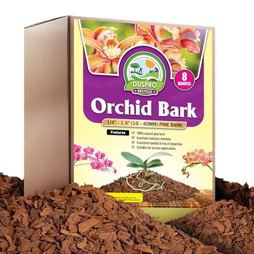Orchid Bark for Plants, Natural Pine Bark for Orchid Repotting, 8 QT | Fine-To-Medium Texture, Bark for Orchids Potting, Wood Chips for Plants - size: Premium Orchid Bark 8 Quarts