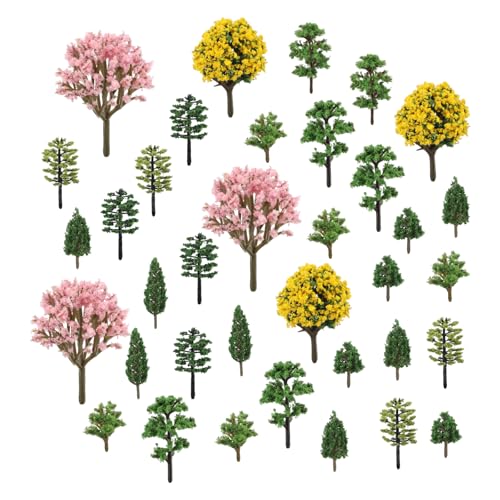 30pcs Model Trees 1.18-2.83" Mixed Diorama Model Tree Colourful Flower Trees Grass Architecture Mini Trees for Crafts Building Model Railway Scenery Landscape Supplies (Style 08) - color: Style 8