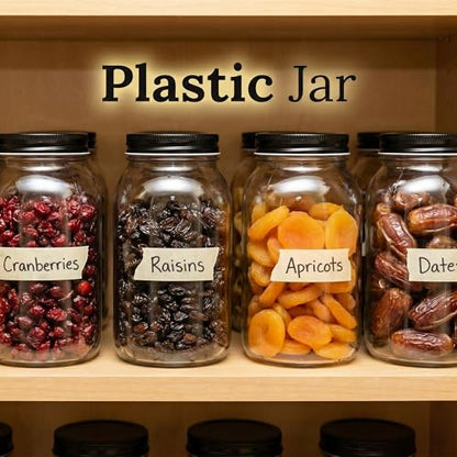novelinks 32 oz Plastic Mason Jars and Clear Plastic Jars with Lids 32 oz - color: Black 12Pack