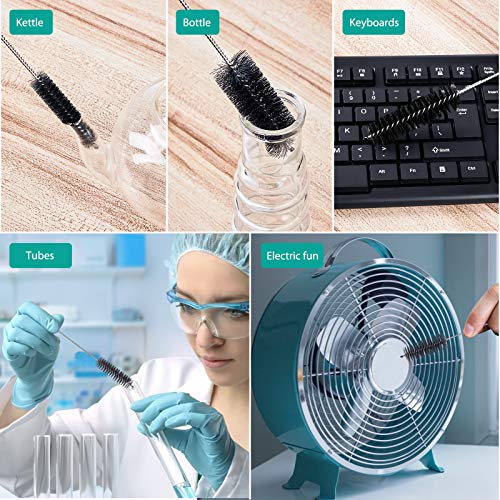 CiaraQ Bottle Cleaning Brushes, 8 Inch Nylon Tube Brush Set | Black Cleaner for Narrow Neck Bottles Cups with Hook, Set of 10pcs - color: Black, size: 8.0 Inch (10pcs)