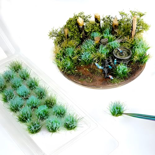 Warmtree 20 Pcs Static Grass Bushy Tufts Lowland Shrubs Scenery DIY Miniature for Train Landscape Railroad Scenery Sand Military Layout Model War Gaming Terrain(Blue) - color: Blue