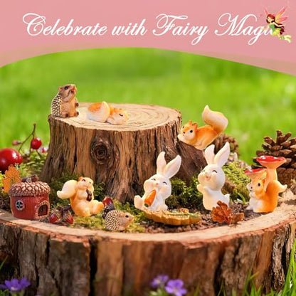 VerdantVibes Fairy Garden Accessories Kit – 16-Piece Miniature Woodland Decor with Pinecone House, Mushroom & Gift Box – Fairy Garden Figurines for Indoor Outdoor Fairy Garden Decorations