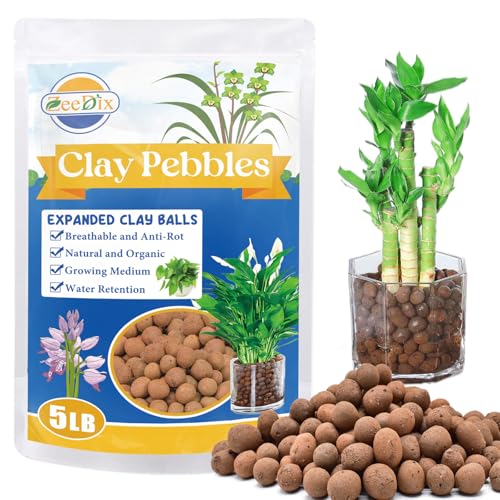 5LB Leca Clay Pebbles for Plants. Organic Hydroponic Clay Balls | Hydroton Leca Balls for Indoor Plants Hydroponic Gardening Orchids Drainage Decoration Aquaponics Succulents - size: 5LB