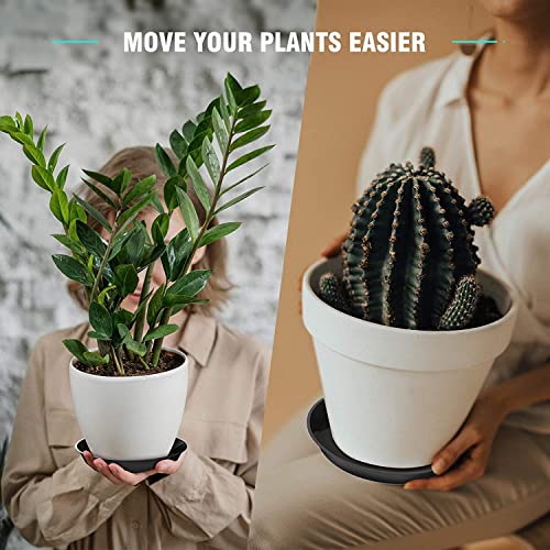 6 Pack Plant Saucer 12 14 16 18 20 22 Inch Plastic Plant Tray, Sturdy and Durable Flower Pot Container Accessories Plant Pot Saucers for Indoor and Outdoor (22 Inch, Black) - size: 22 Inch