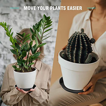 6 Pack Plant Saucer 12 14 16 18 20 22 Inch Plastic Plant Tray, Sturdy and Durable Flower Pot Container Accessories Plant Pot Saucers for Indoor and Outdoor (22 Inch, Black) - size: 22 Inch